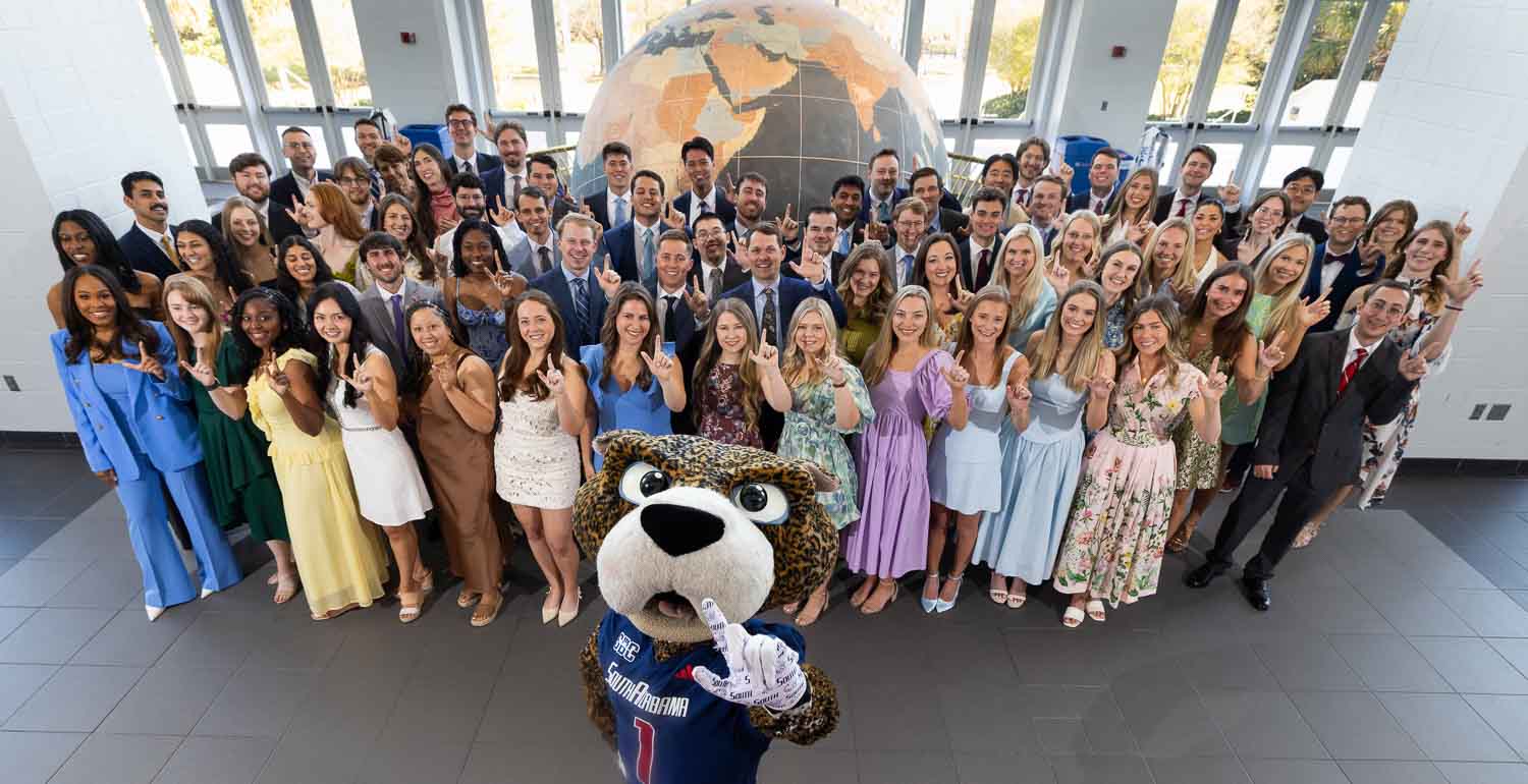 A group image of the medical students with SouthPaw.