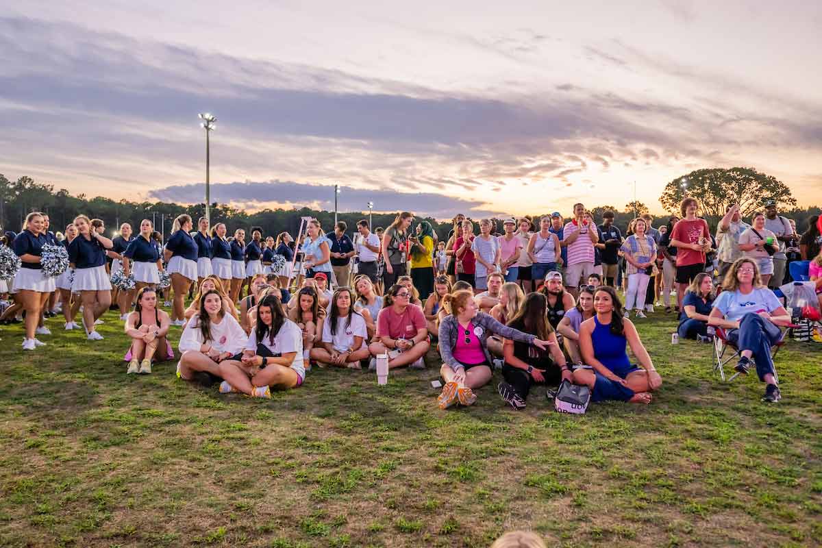 Students gathered to watch sunset on campus&nbsp;